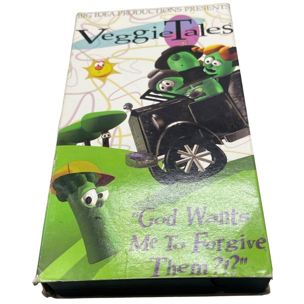 vintage big idea Veggie Tales god wants me to forgive them VHS tape English READ